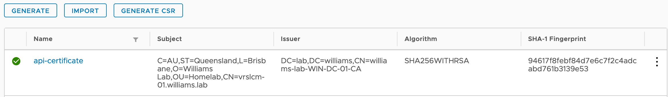 New certificate available in the Locker UI.