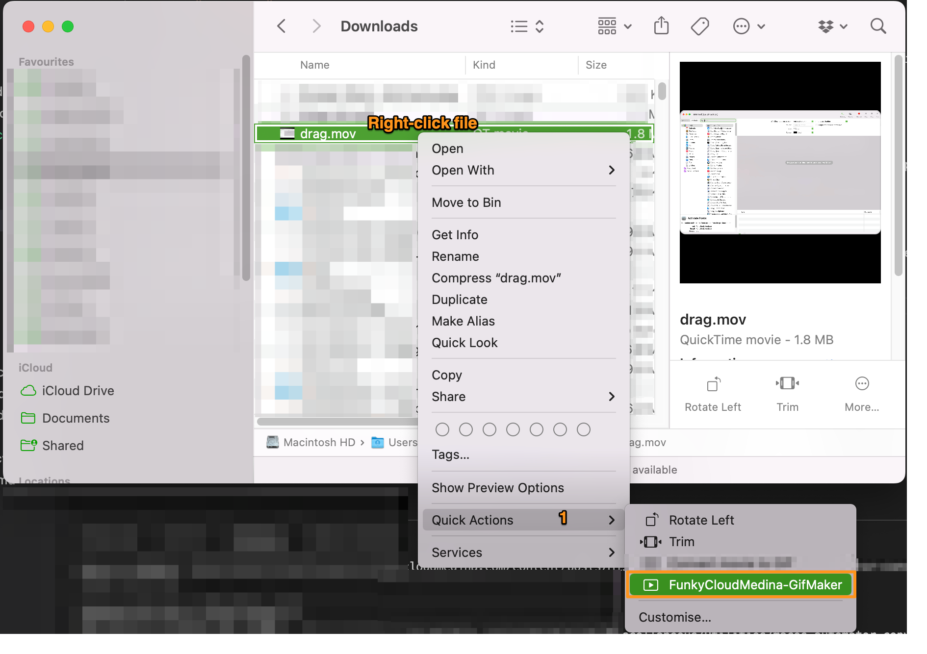 Convert a video file to a GIF using a MacOS Automator task